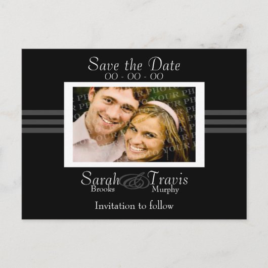 Voeg je eigen foto toe - Zwart Aankondigingskaart (Voorkant)