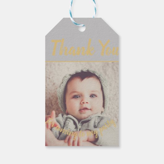 Voeg je eigen foto van vrijdag toe Dank je Cadeaulabel (Achterkant)