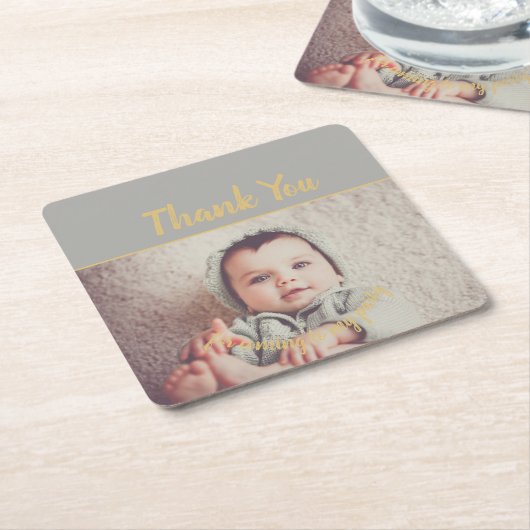 Voeg je eigen foto van vrijdag toe Dank je Kartonnen Onderzetters (Schuin)