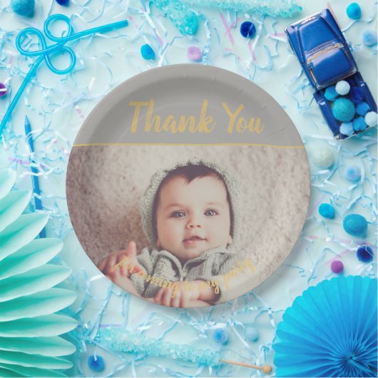 Voeg je eigen foto van vrijdag toe Dank je Papieren Bordje (Feest)