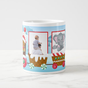 Voeg Je Eigen Foto's Toe Kerst Trein Kerstcadeau Grote Koffiekop