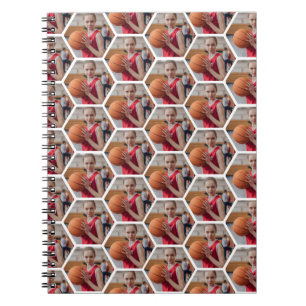 Voeg je eigen foto's toe Zeshoekige collage op maa Notitieboek