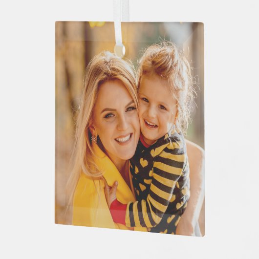 Voeg je eigen fotosjabloon toe glas ornament (Voorkant links)