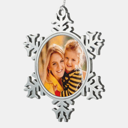 Voeg je eigen fotosjabloon toe tin sneeuwvlok ornament (Rechts)