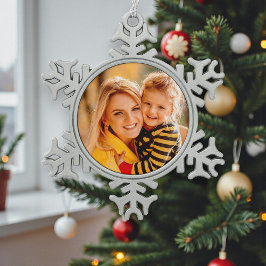 Voeg je eigen fotosjabloon toe tin sneeuwvlok ornament