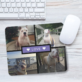Voeg Je Eigen Hond Foto Collage Paars Toe Muismat