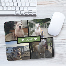 Voeg je eigen hondenfoto collage groen toe muismat