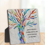 Voeg je eigen Inspirerend Motivatie offerte toe Fotoplaat<br><div class="desc">Deze unieke Plaque is versierd met een kleurrijke mozaïekboom van het leven. Voeg uw gekozen prijsopgave toe om deze aan te passen. Klik op Aanpassen om het lettertype,  de tekengrootte en de tekenkleur te bewerken. Originele mozaïek © Michele Davies.</div>