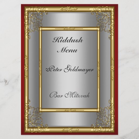 Voeg je eigen Kiddush Menu toe voor Bar Bat Mitswa (Achterkant)