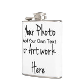 Voeg je eigen kunst, foto's, tekst toe heupfles (Links)