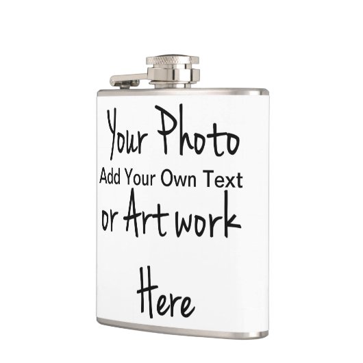 Voeg je eigen kunst, foto's, tekst toe heupfles (Links)