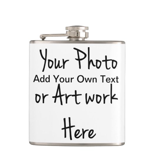 Voeg je eigen kunst, foto's, tekst toe heupfles (Voorkant)