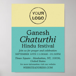 Voeg je eigen Logo toe, Hindu Event Adverteren Poster