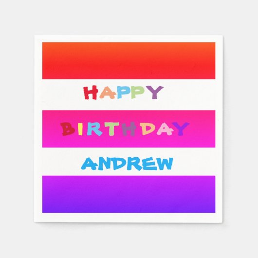 VOEG JE EIGEN NAAM TOE Cocktail Happy Birthday Pap Servet (Voorkant)