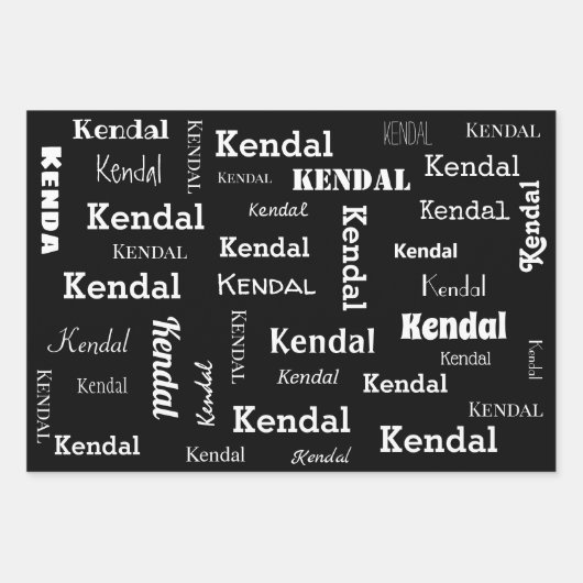 Voeg je eigen naam zwart en wit toe inpakpapier vel (Voorkant)