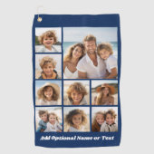 Voeg je eigen negen foto's toe — kan marine bewerk golfhanddoek (Voorkant)