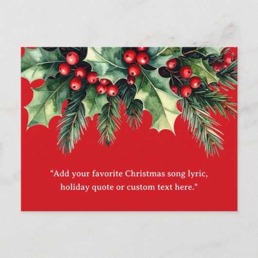 Voeg je eigen offerte toe Kerst Botanische Bloemen Feestdagenkaart (Voorkant)