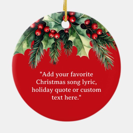 Voeg je eigen offerte toe Kerst Botanische Bloemen Keramisch Ornament (Achterkant)