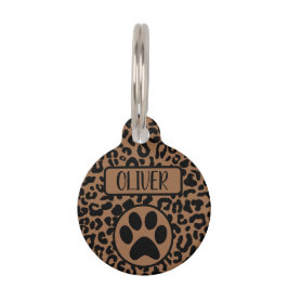 Voeg JE EIGEN PERSONALISEER Leopard Cheetah Dog Gi Huisdierpenning