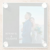 Voeg je eigen persoonlijke foto-bruiloft toe glazen onderzetter (Achterkant)