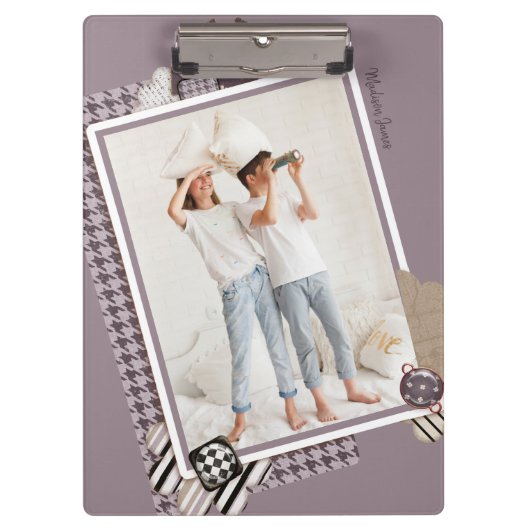 Voeg je eigen persoonlijke foto van moderne meisje klembord (Voorkant)