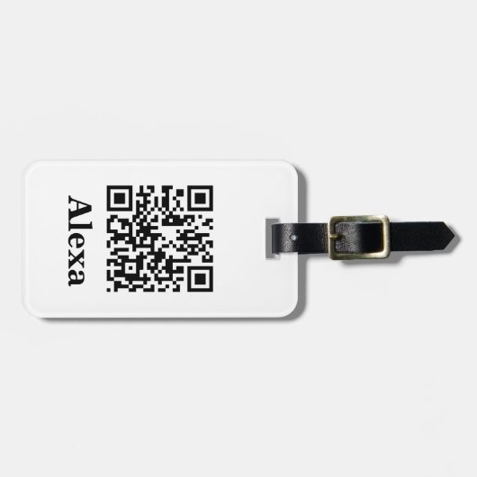 Voeg je eigen QR-code Scannen Minimale Eenvoudige  Bagagelabel (Voorkant horizontaal)