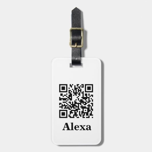Voeg je eigen QR-code Scannen Minimale Eenvoudige Bagagelabel (Voorkant verticaal)
