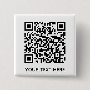 Voeg je eigen QR-codetekst toe Scannen Minimale Ee Vierkante Button 5,1 Cm