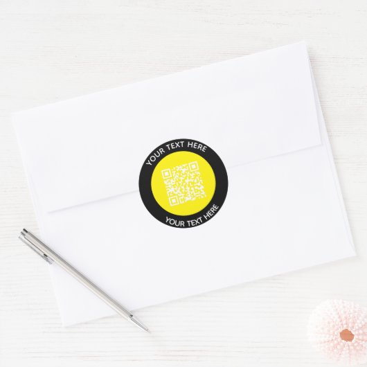 Voeg je eigen ronde QR-code tekst Scan Minimaal to Sticker (Envelop)