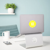 Voeg je eigen ronde QR-code tekst Scan Minimaal to Sticker (Laptop op bureau)