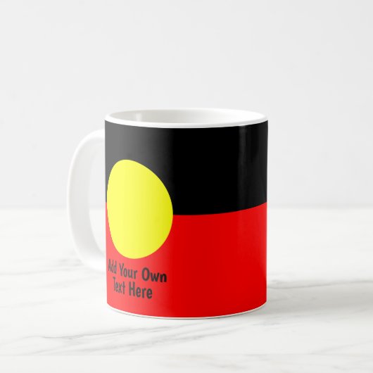 Voeg je eigen TEKST Australian Aboriginal Flag Koffiemok (Voorkant links)