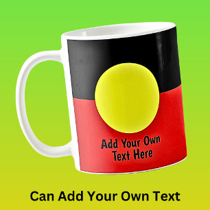 Voeg je eigen TEKST Australian Aboriginal Flag Koffiemok