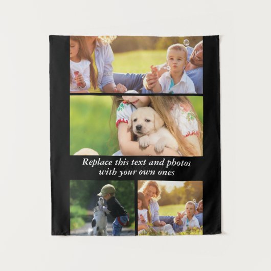 Voeg je eigen tekst en foto's toe wandkleed (Voorkant)