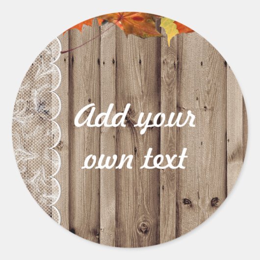 Voeg je eigen tekst Herfst Invite Ronde Sticker (Voorkant)