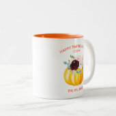 Voeg je eigen tekst persoonlijke pompoen toe tweekleurige koffiemok (Voorkant rechts)