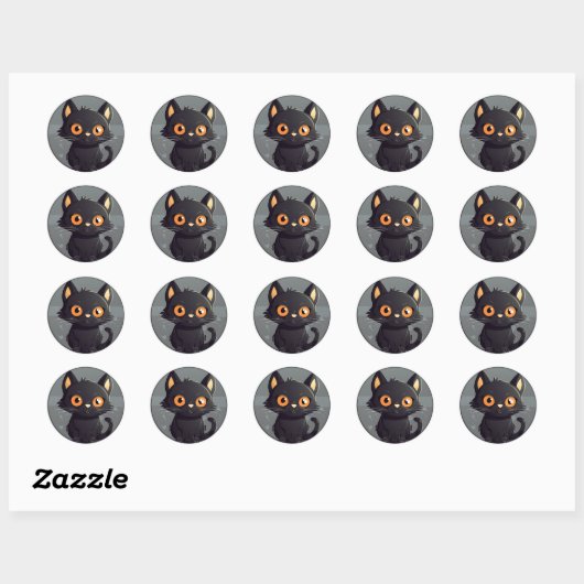 Voeg je eigen tekst Schattige Black Cat Round Stic Ronde Sticker (Vel)