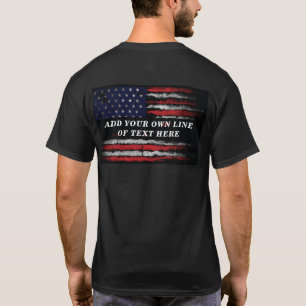 Voeg je eigen tekst toe aan de grijze Amerikaanse  T-shirt