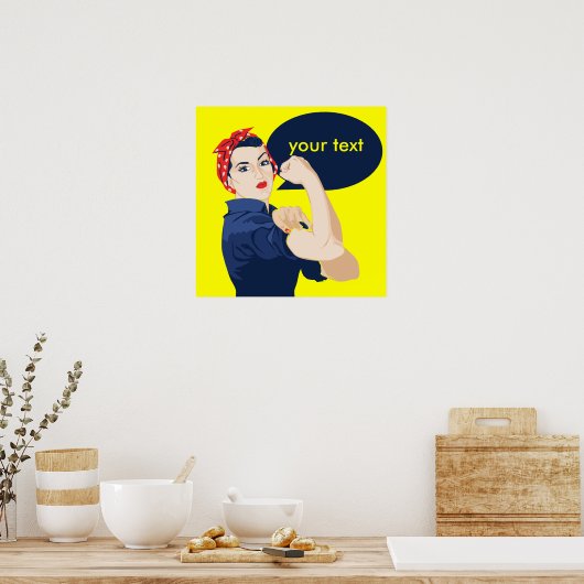Voeg je eigen tekst toe aan de rosie riveter poster (Keuken)