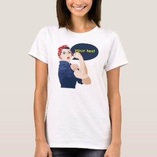 Voeg je eigen tekst toe aan de rosie riveter t-shirt
