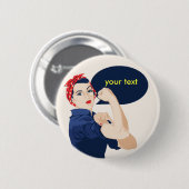 Voeg je eigen tekst toe aan rosie riveter ronde button 5,7 cm (Voorkant /achterkant)
