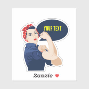 Voeg je eigen tekst toe aan rosie riveter sticker
