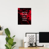 Voeg je eigen tekst toe Black & Cherry Red Marble Poster (Thuiskantoor)