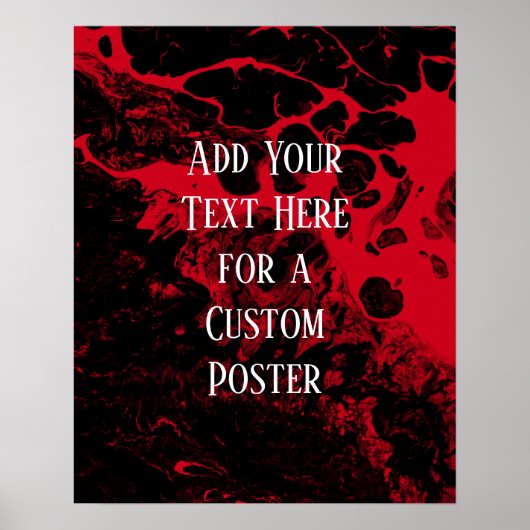 Voeg je eigen tekst toe Black & Cherry Red Marble Poster (Voorkant)