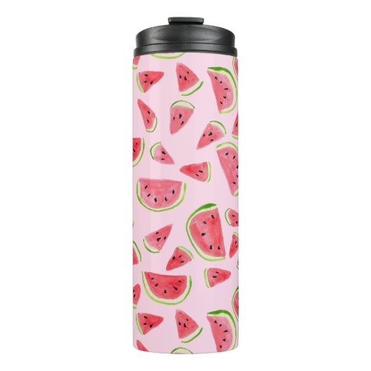 Voeg je eigen tekst toe! Cute Watermelon Waterverf Thermosbeker (Voorkant)