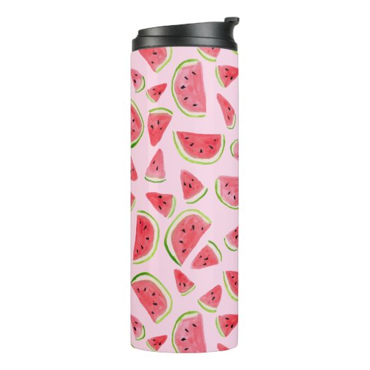 Voeg je eigen tekst toe! Cute Watermelon Waterverf Thermosbeker (Gedraaid links)