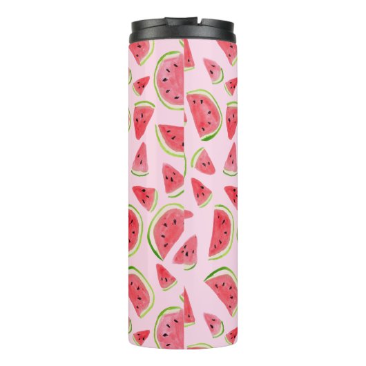 Voeg je eigen tekst toe! Cute Watermelon Waterverf Thermosbeker (Achterkant)