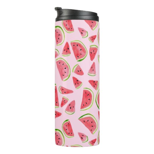 Voeg je eigen tekst toe! Cute Watermelon Waterverf Thermosbeker (Geroteerd rechts)