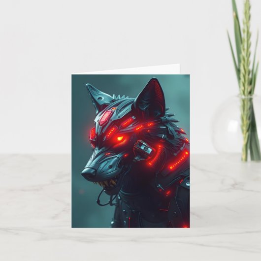 VOEG JE EIGEN TEKST TOE Cyborg Wolf Kaart (Voorkant)