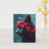 VOEG JE EIGEN TEKST TOE Cyborg Wolf Kaart (Gele Bloem)