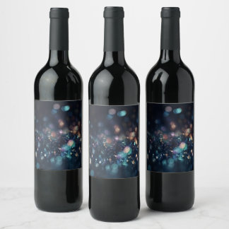 Voeg Je Eigen Tekst Toe - Donkere Bokeh Glitter Wijn Etiket